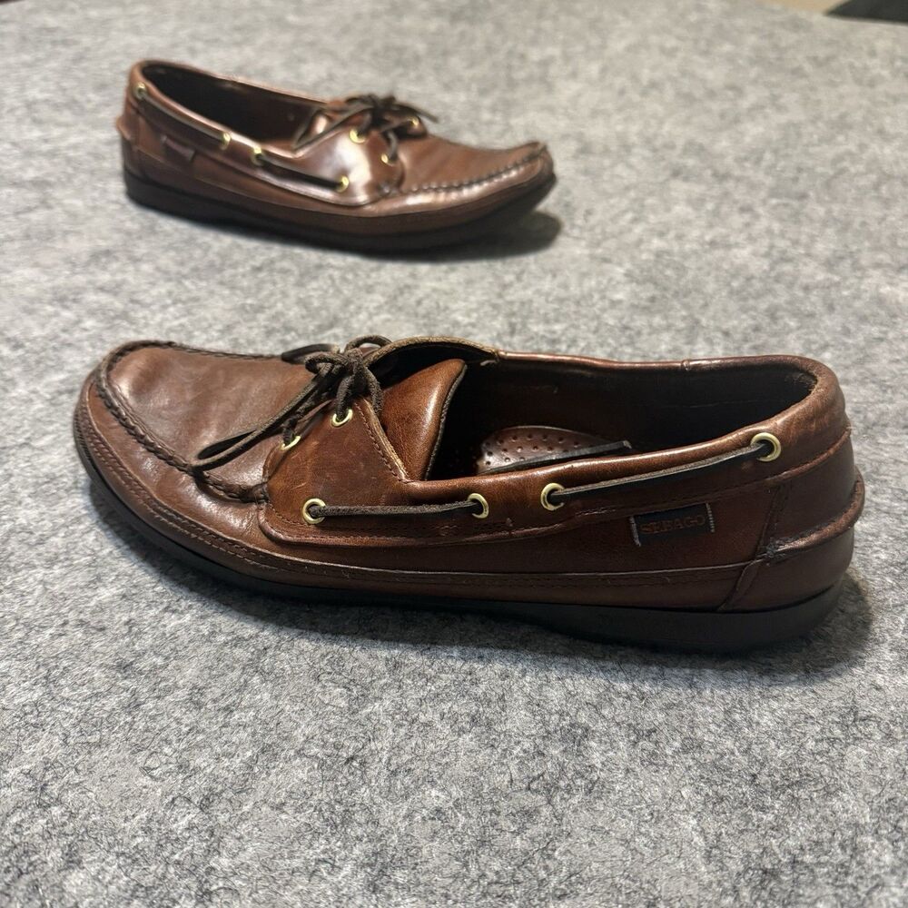 Sebago Docksides Men’s Size 11 M Brown Leather 3 Eye Deck Boat Shoes Casual